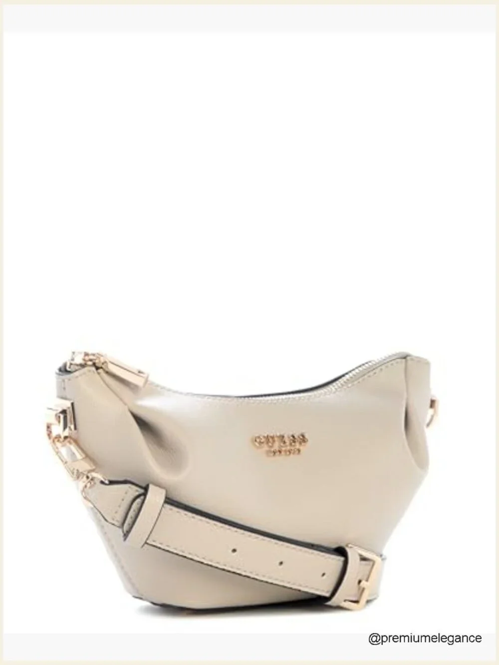 Top Zip Hobo Shoulder Bag with Gold Hardware